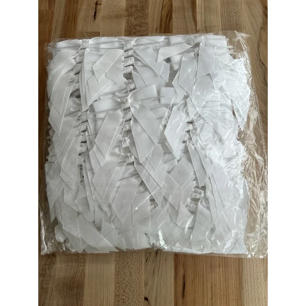 300 pc Mini White Grosgrain Ribbon Bows Flowers Appliques DIY Crafts Party Decor